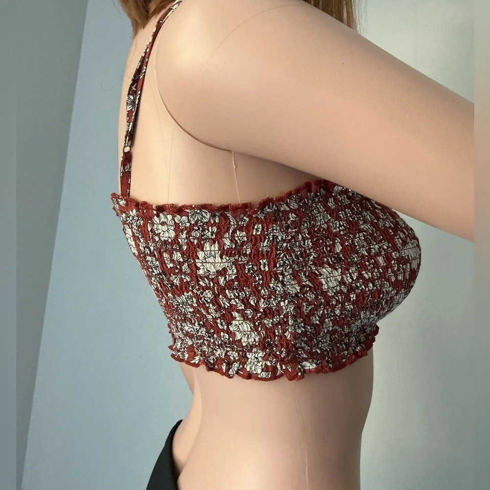 Free People Red Floral Bandeau top - Picture 4 of 11